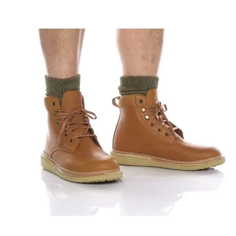 NEW Olukai Men's Kilakila Durable Leather Work Boots Coconut Husk Brown US 13 - Picture 2 of 12